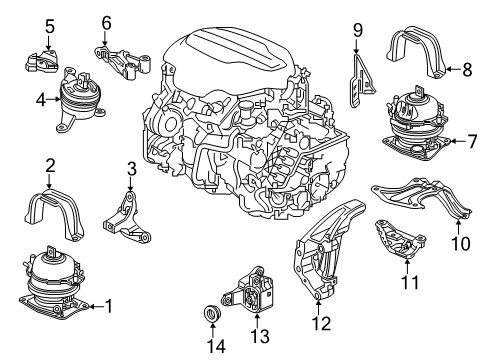 2023 Honda Ridgeline Engine & Trans Mounting Diagram