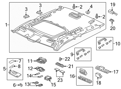 2023 Honda Ridgeline Interior Trim - Roof Diagram