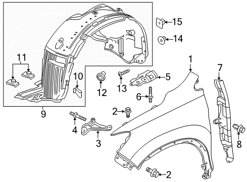 2023 Honda Ridgeline Fender & Components Diagram