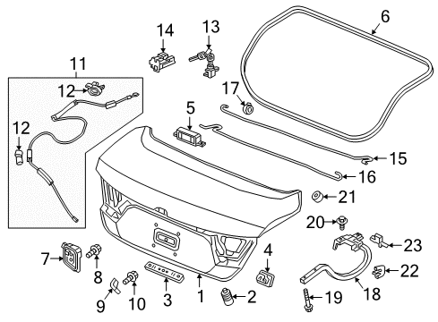 2022 Honda Accord Hybrid Trunk Lid & Components Diagram