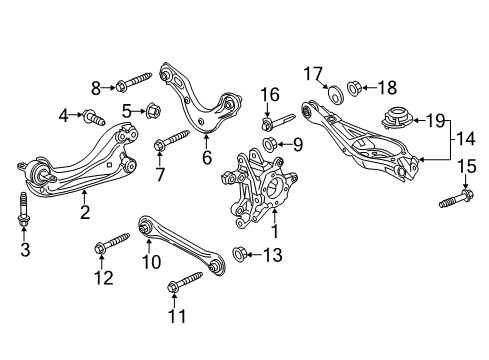 2022 Honda Accord Rear Suspension, Lower Control Arm, Upper Control Arm, Stabilizer Bar, Suspension Components Diagram 3