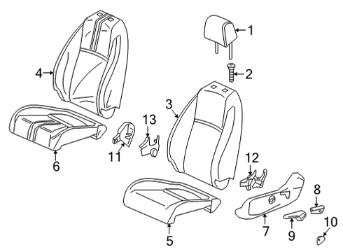 2023 Honda Civic Driver Seat Components Diagram 4