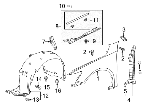 2022 Honda Accord Hybrid Fender & Components Diagram