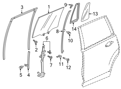 2022 Honda Passport Front Door Glass & Hardware Diagram 2