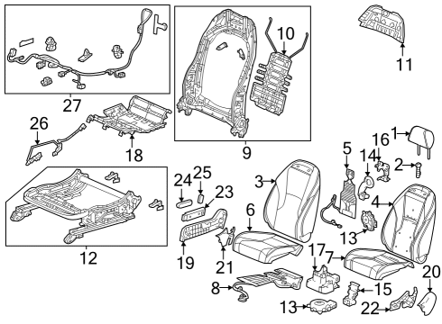 2024 Honda Accord Hybrid Passenger Seat Components Diagram 2
