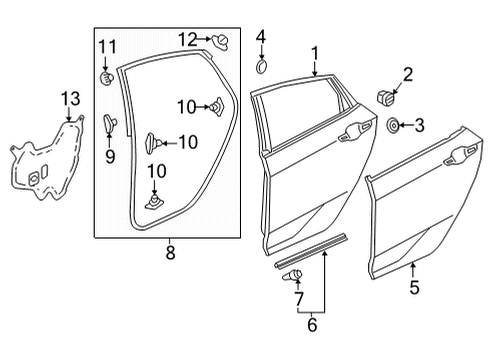 2023 Honda Civic PANEL, R- RR- DOOR Diagram for 67510-T60-A00ZZ