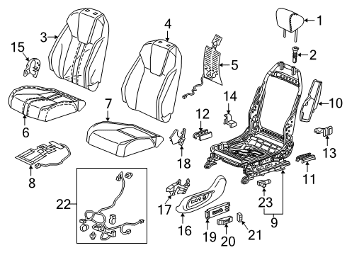 2022 Honda Insight Driver Seat Components Diagram 1