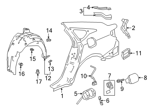 2022 Honda Accord Hybrid Quarter Panel & Components Diagram