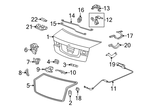 Lock Assembly, Trunk Diagram for 74851-TK4-A01