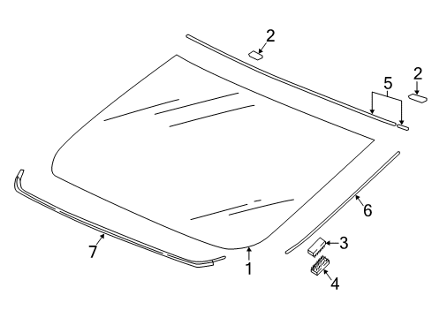 2022 Honda Accord Hybrid Glass & Hardware - Back Glass Diagram