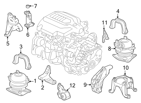 2023 Honda Pilot Engine & Trans Mounting Diagram