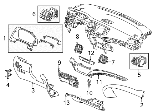 2023 Honda Ridgeline Cluster & Switches, Instrument Panel Diagram 3
