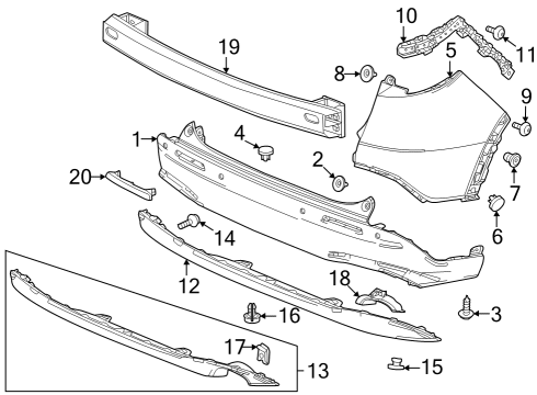2024 Honda HR-V W-FACE, RR- BUMPER Diagram for 71501-3W0-A00