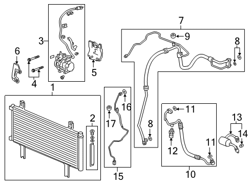 2022 Honda Insight A/C Condenser, Compressor & Lines Diagram