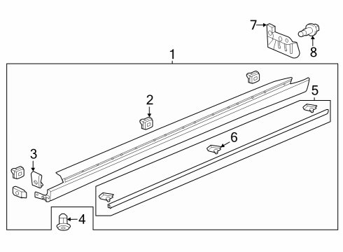 2023 Honda Accord Hybrid Exterior Trim - Pillars Diagram
