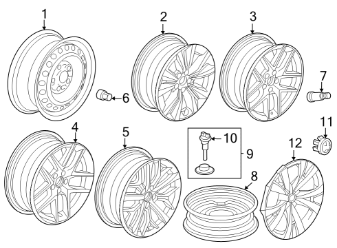 2023 Honda Civic Wheels, Covers & Trim Diagram 1