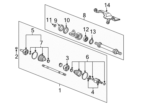 Outboard Joint Set Diagram for 44014-T5E-000