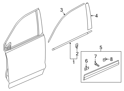 Molding Assy., L. FR. Door Sash Diagram for 72465-T6Z-A01