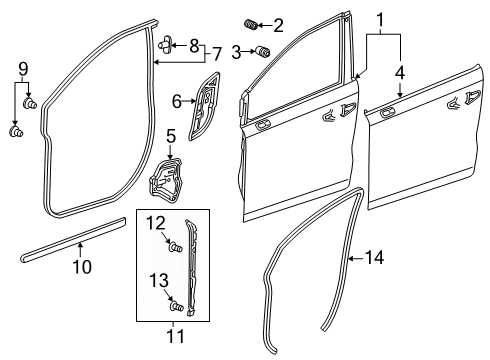 67050-THR-A00ZZ - Genuine Honda Left Front Door Panel