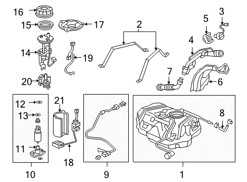 Fuel Filter Set Diagram for 16010-SDA-A00