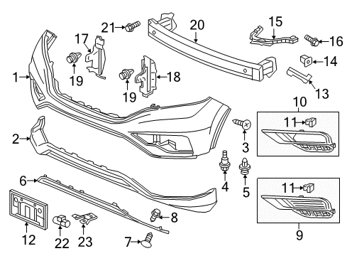 Face, Front Bumper (Lower) (Dot) Diagram for 04712-T1W-A90ZZ