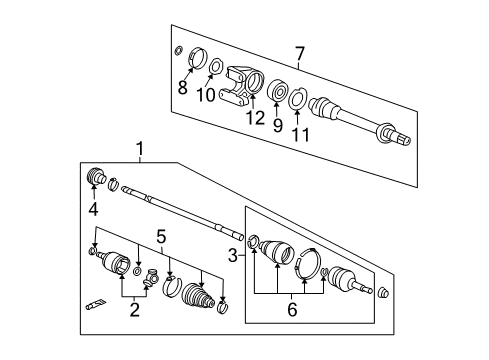 Half Shaft Assembly Diagram for 44500-SEA-900