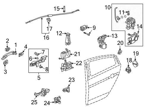 Actuator Assembly, Passenger Side Door Lock Diagram for 72615-SEA-G01