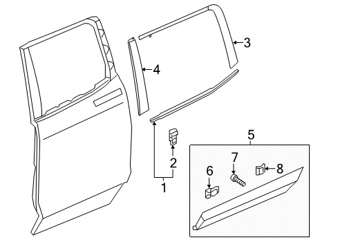 Molding Assy., R. RR. Door Sash Diagram for 72921-T6Z-A11