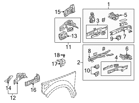 Bracket Set, L. FR Diagram for 04616-SCV-A00C1