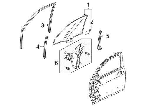 Regulator Assembly, Right Front Door Power Diagram for 72210-SEC-A02