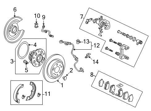Set, Rear Brake Hose Diagram for 01466-TK4-A00