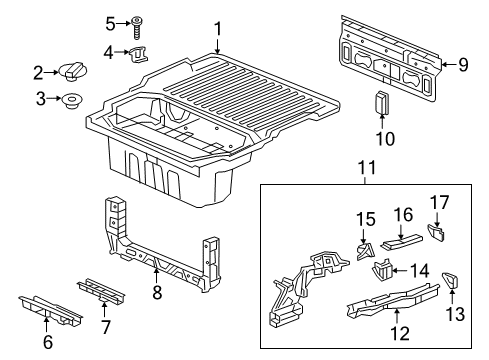 Crossmember, Middle Floor (C) Diagram for 65730-T6Z-305ZZ