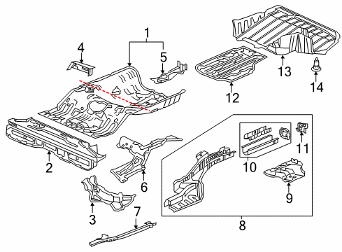 Frame Comp L,Rear Diagram for 65660-TX6-A01ZZ