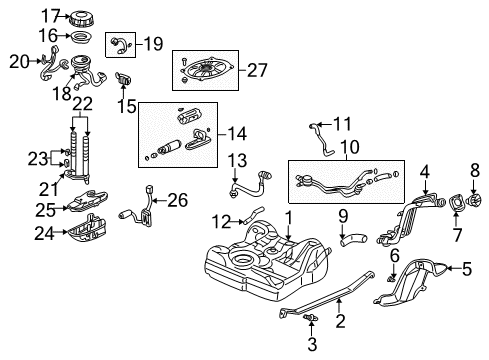 Fuel Filter Set Diagram for 16010-S5A-932