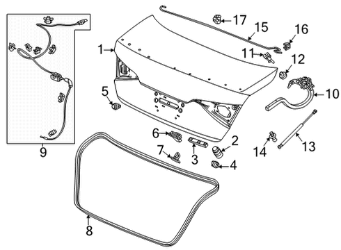 2022 Honda Accord DAMPER, TRUNK HINGE Diagram for 74825-T20-A01