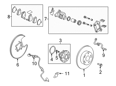 Right Rear Caliper Sub-Assembly Diagram for 43018-TA0-A01