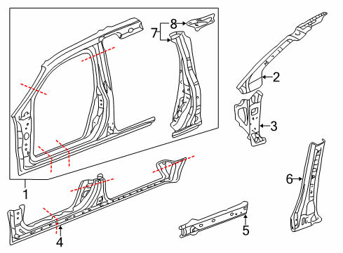 2026 Honda Odyssey Panel Set, R. FR. Diagram for 04635-S0X-A20ZZ