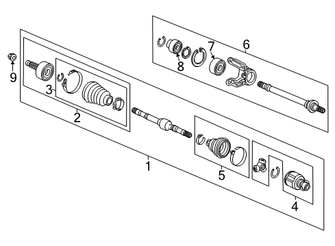 Right Drive Shaft Assembly Diagram for 44305-T2A-A00
