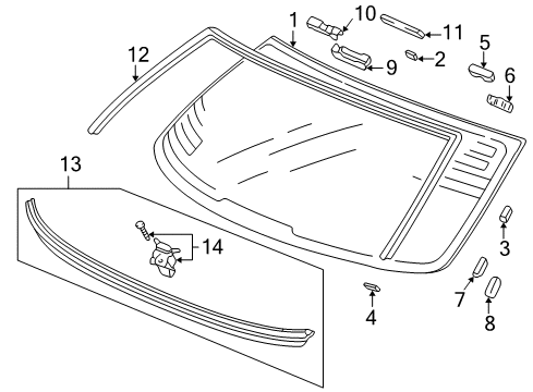 Fastener Set Windshield Diagram for 04734-SZ3-000