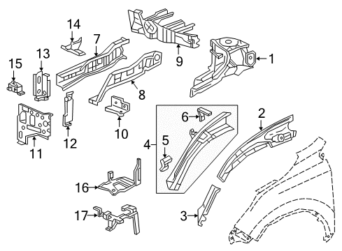 Member, L. FR. Wheelhouse (Upper) (RR) Diagram for 60714-TLA-305ZZ