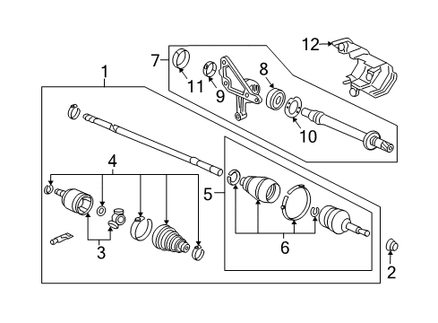 Left Drive Shaft Assembly Diagram for 44306-TK4-A00