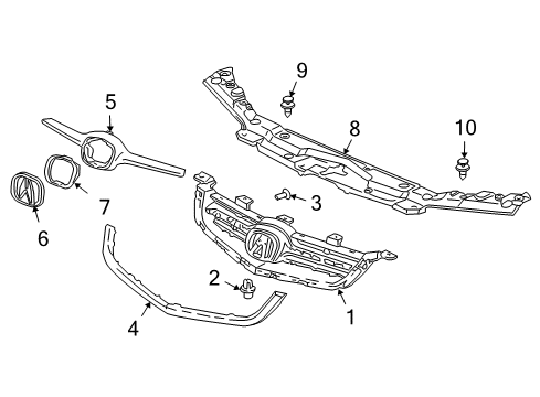Front Grille Molding Diagram for 71122-SEC-A02
