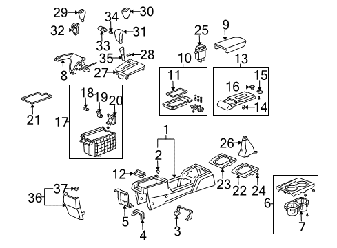 2023 Honda Accord Hybrid Console, Center *NH167L* Diagram for 83401-SDA-A01ZA