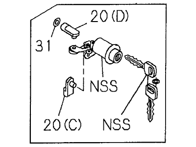 Honda 8-97227-499-0 Cylinder Assy., Tailgate Lock