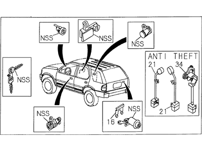 Honda 8-97292-566-0 Cylinder Set, Lock *181* (T) (BEIGE)