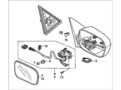 Honda 76250-S84-K21ZL Mirror Assembly, Driver Side Door (Satin Silver Metallic) (R.C.)