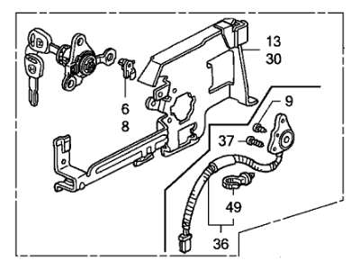 Honda 72145-SAA-G02 Cylinder, Passenger Side Door