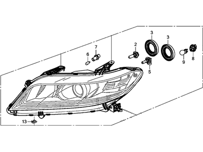 Honda 33100-T3L-A11 Headlight Assembly, Passenger Side