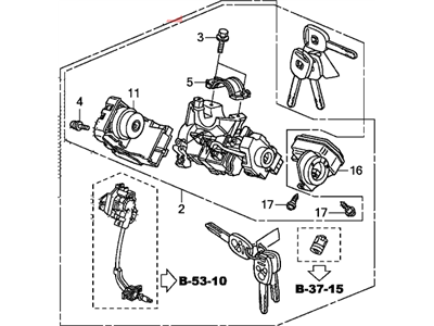 Honda 06350-SZA-A04 Set Key Cylinder