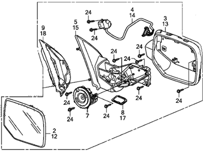 Honda 76208-SZA-A11ZA Mirror, Passenger Side (Flat Black)